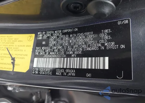 2008 Toyota Highlander Limited z USA, uszkodzony, nr VIN JTEDS42A882037706